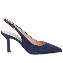 Slingback suede blu