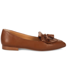 Mocassino flat da donna silvia rossini in pelle cuoio con frangia e nappine