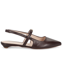 Slingback flat walter violet in pelle marrone con tacco basso