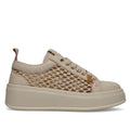 GIO+: Sneaker platform da donna Gio+ Olivia in pelle color crema e raffia