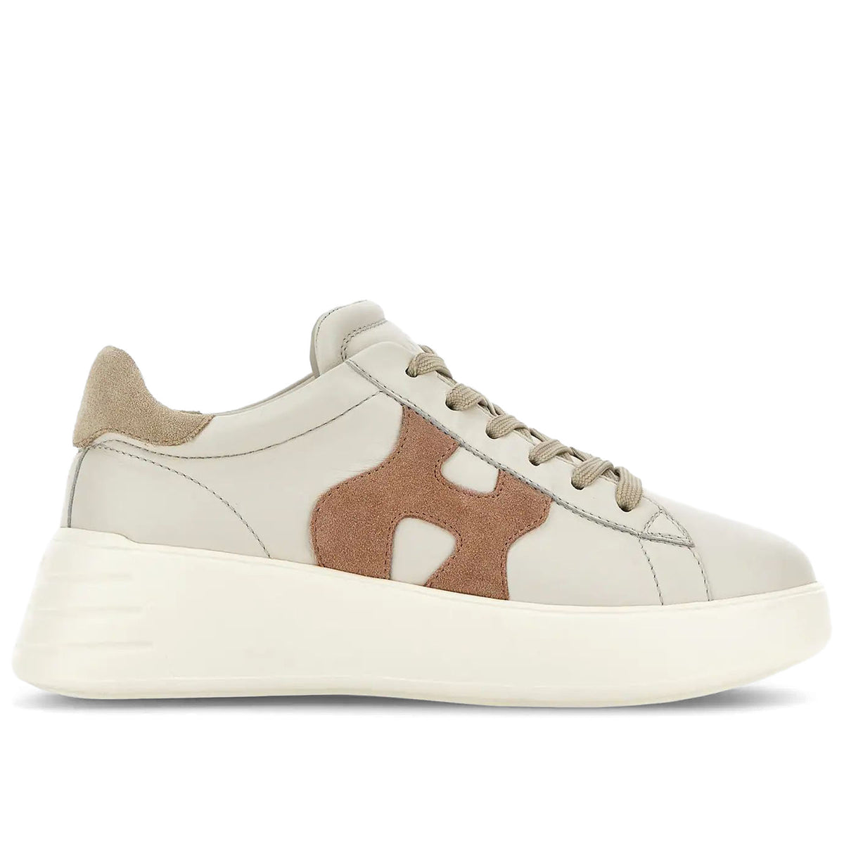 Hogan: Sneakers da donna Hogan Rebel in nappa e suede rosa, avorio e beige