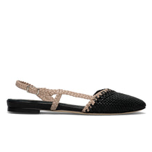 Slingback flat intreccio black grey