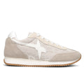 w6yz: Sneaker da donna W6YZ Samoa in suede beige con ricami bianco latte